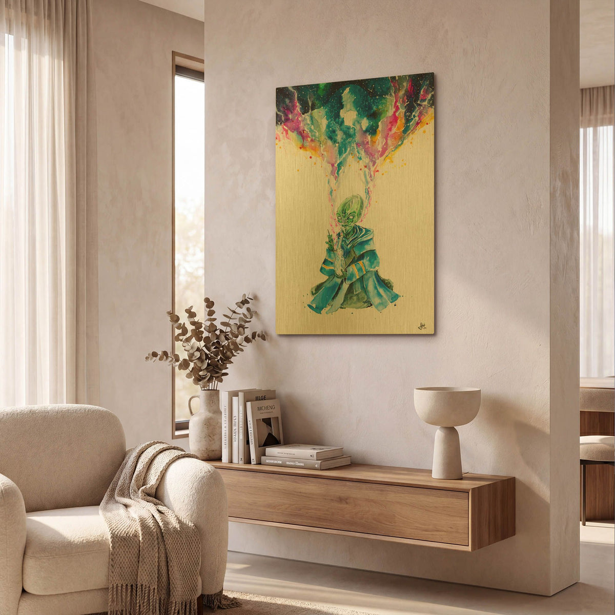 'Alien Dabbing' By Marc Allante Gold Metal Wall Art