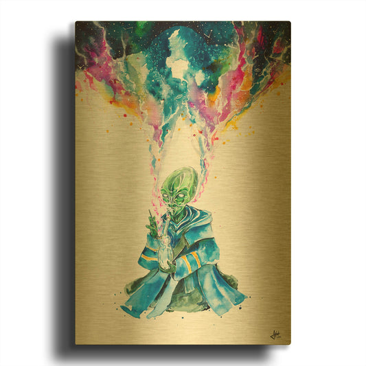 'Alien Dabbing' By Marc Allante Gold Metal Wall Art