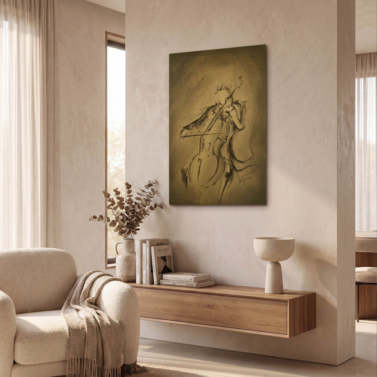 'The Cellist' By Marc Allante Gold Metal Wall Art