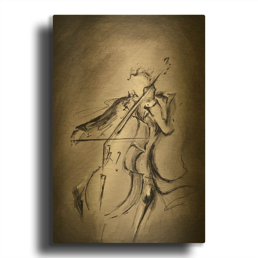 'The Cellist' By Marc Allante Gold Metal Wall Art