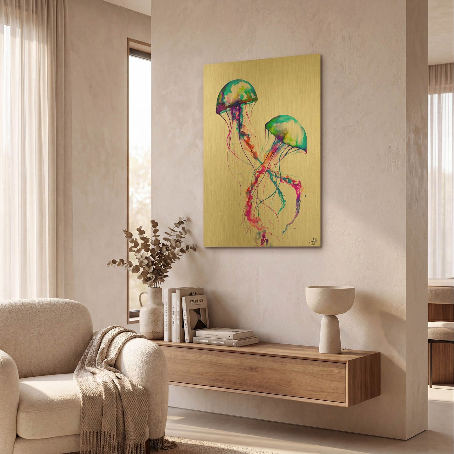'Narasumas' By Marc Allante Gold Metal Wall Art