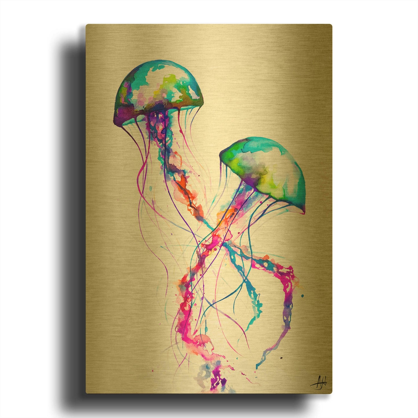 'Narasumas' By Marc Allante Gold Metal Wall Art