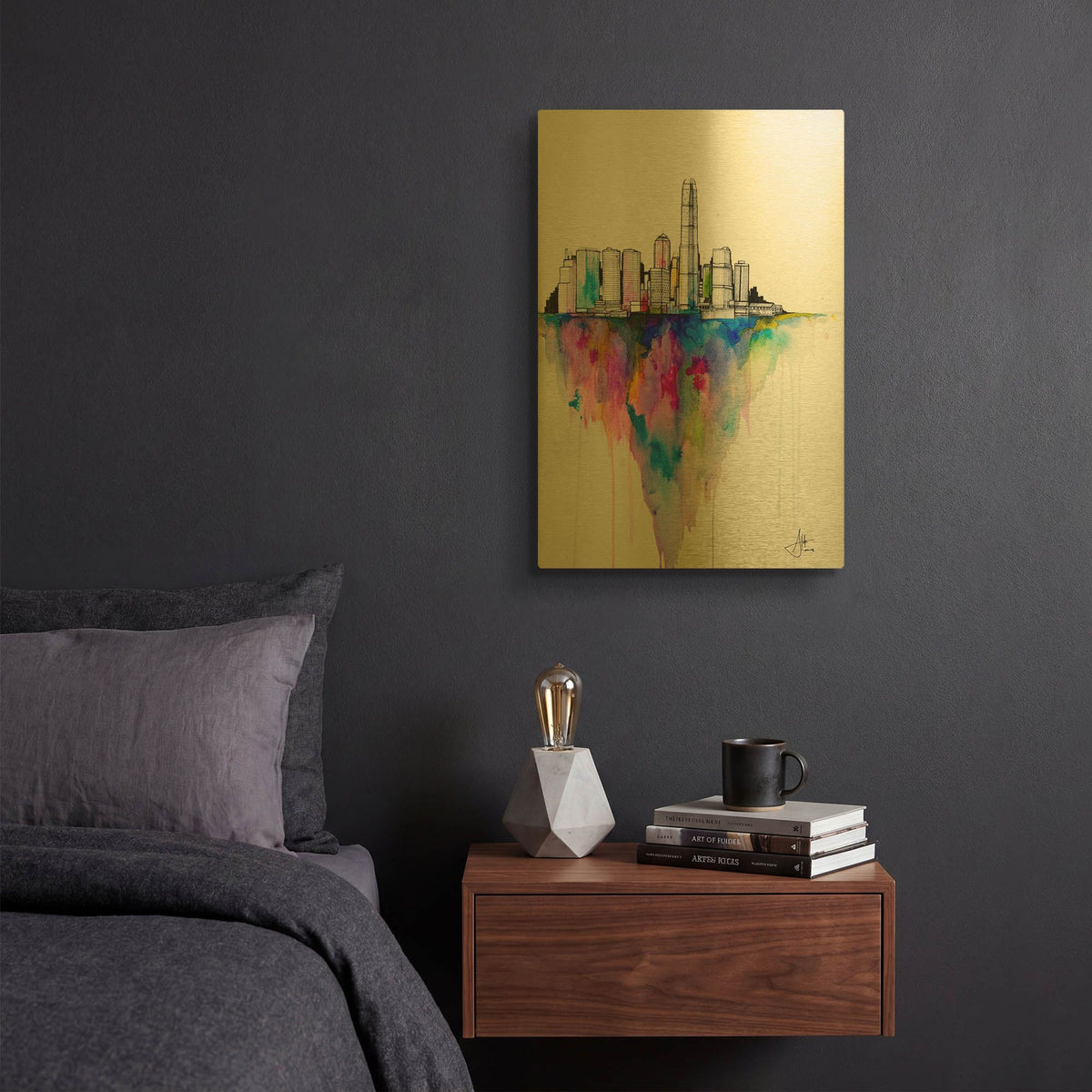 'Monolith II' By Marc Allante Gold Metal Wall Art