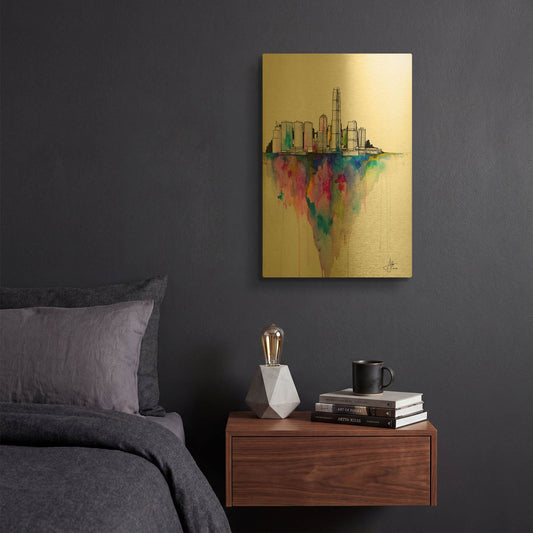 'Monolith II' By Marc Allante Gold Metal Wall Art