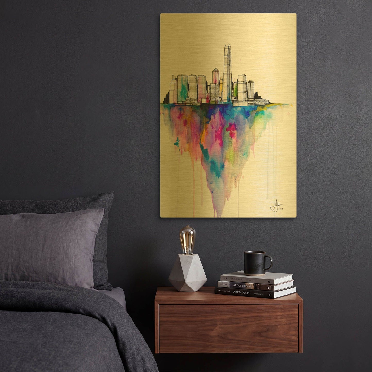 'Monolith II' By Marc Allante Gold Metal Wall Art