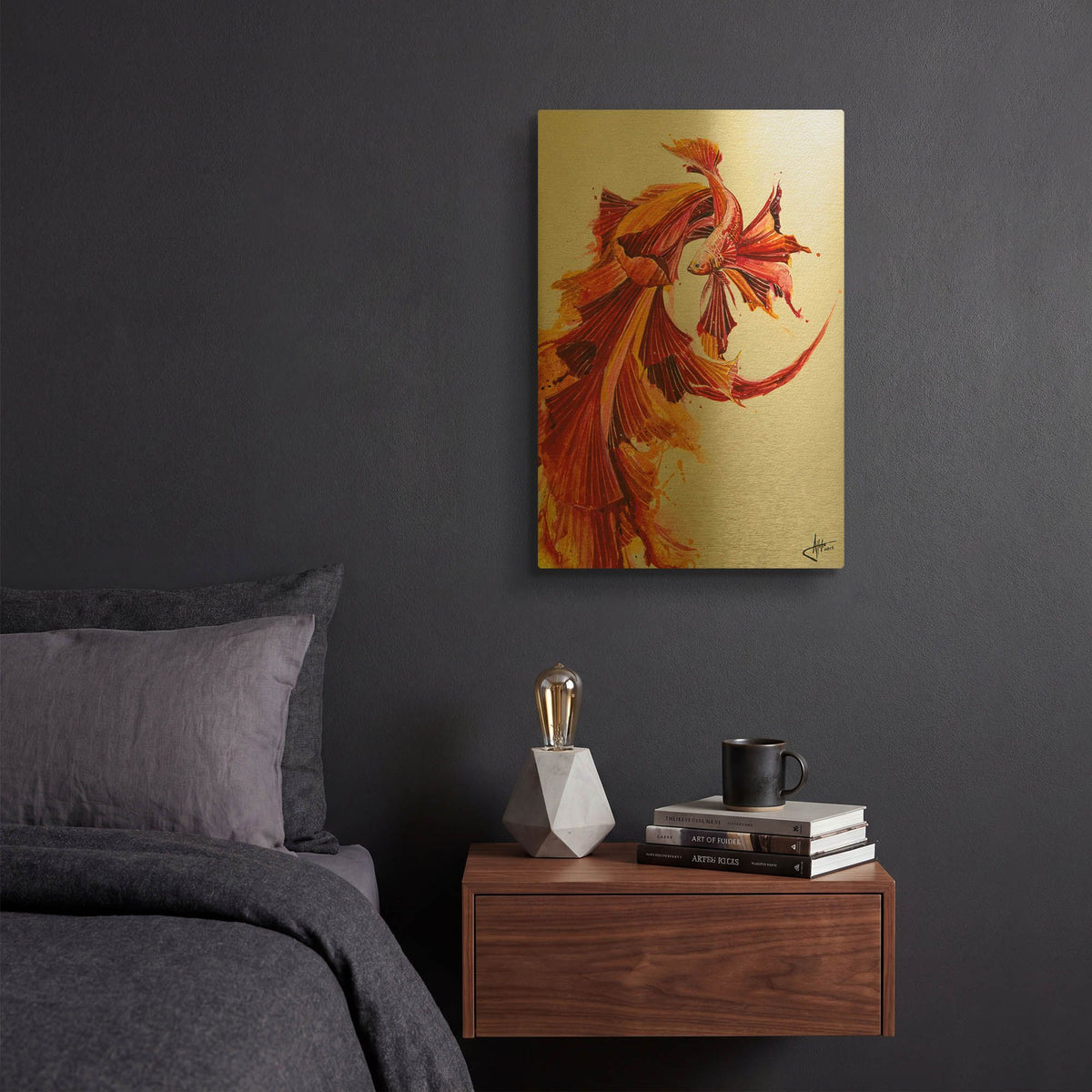 'Ignite Vertical' By Marc Allante Gold Metal Wall Art