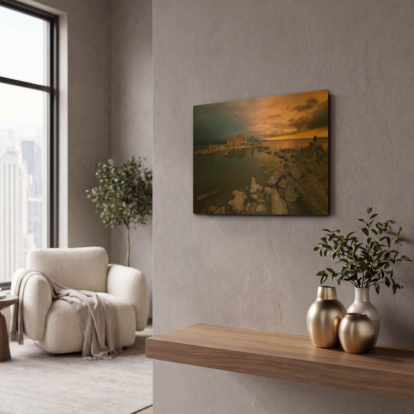 'Transition' By Natalie Mikaels Gold Metal Wall Art
