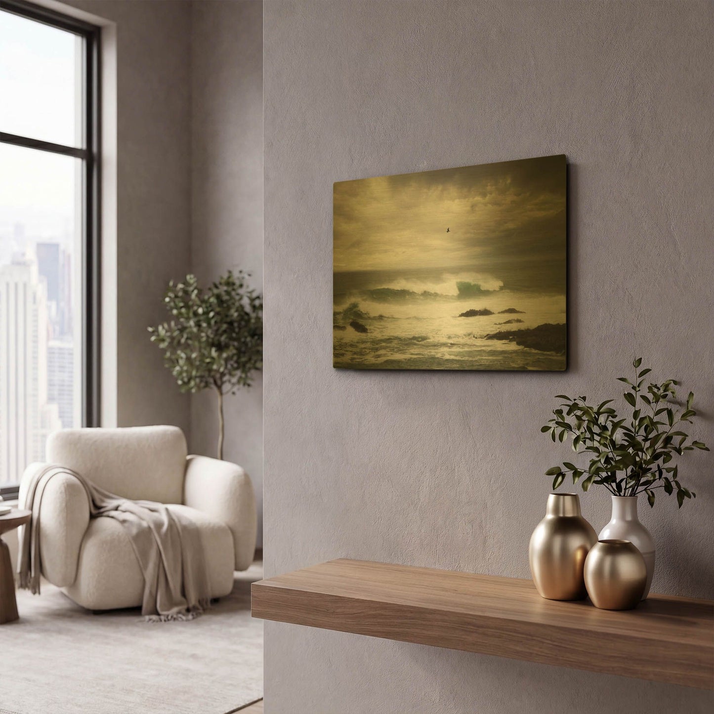 'The Flight' By Natalie Mikaels Gold Metal Wall Art