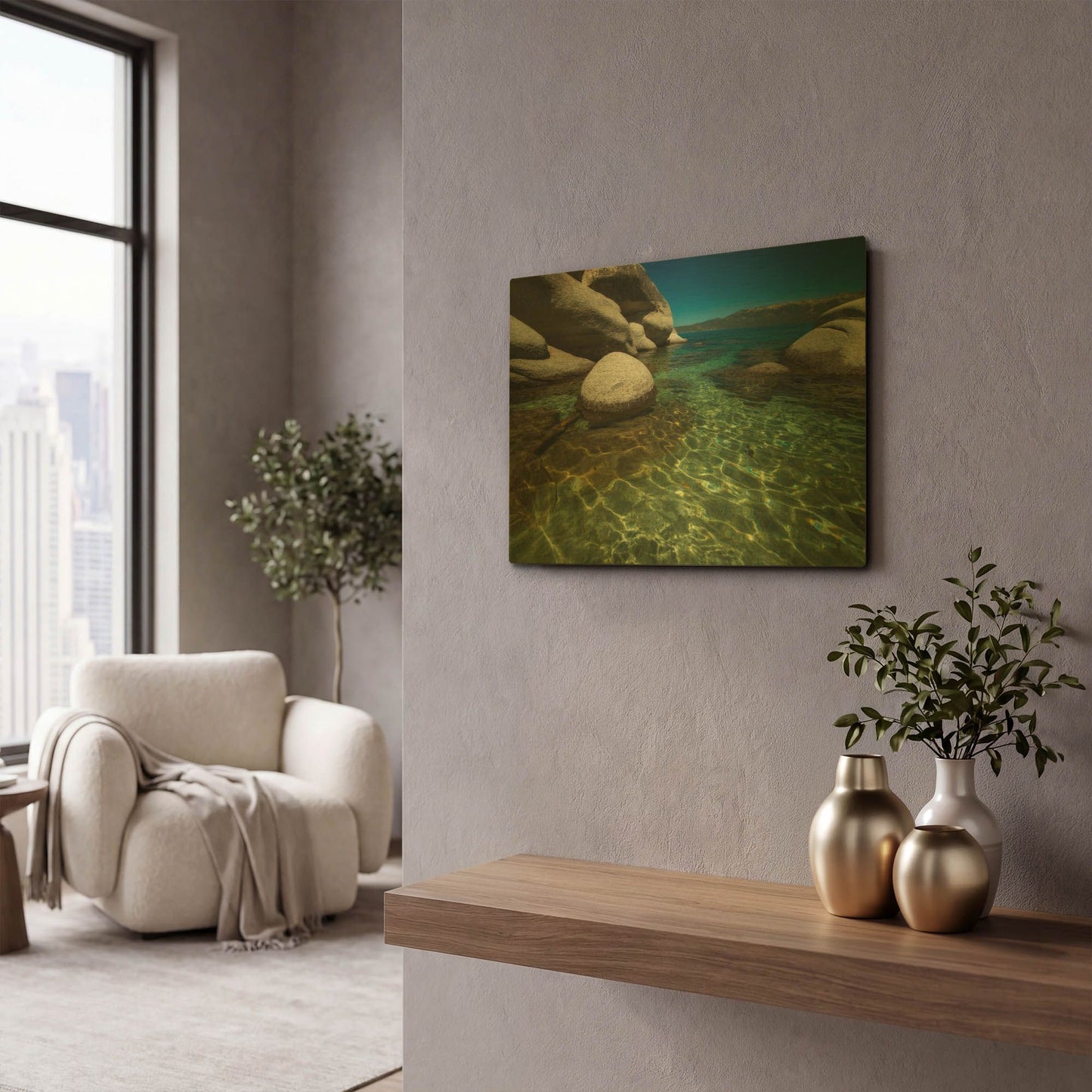 'Tahoe Cave' By Natalie Mikaels Gold Metal Wall Art