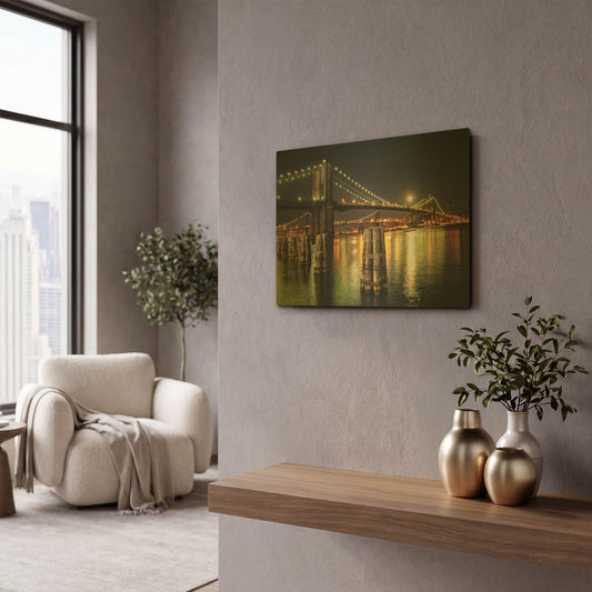 'Moon Over Brooklyn' By Natalie Mikaels Gold Metal Wall Art