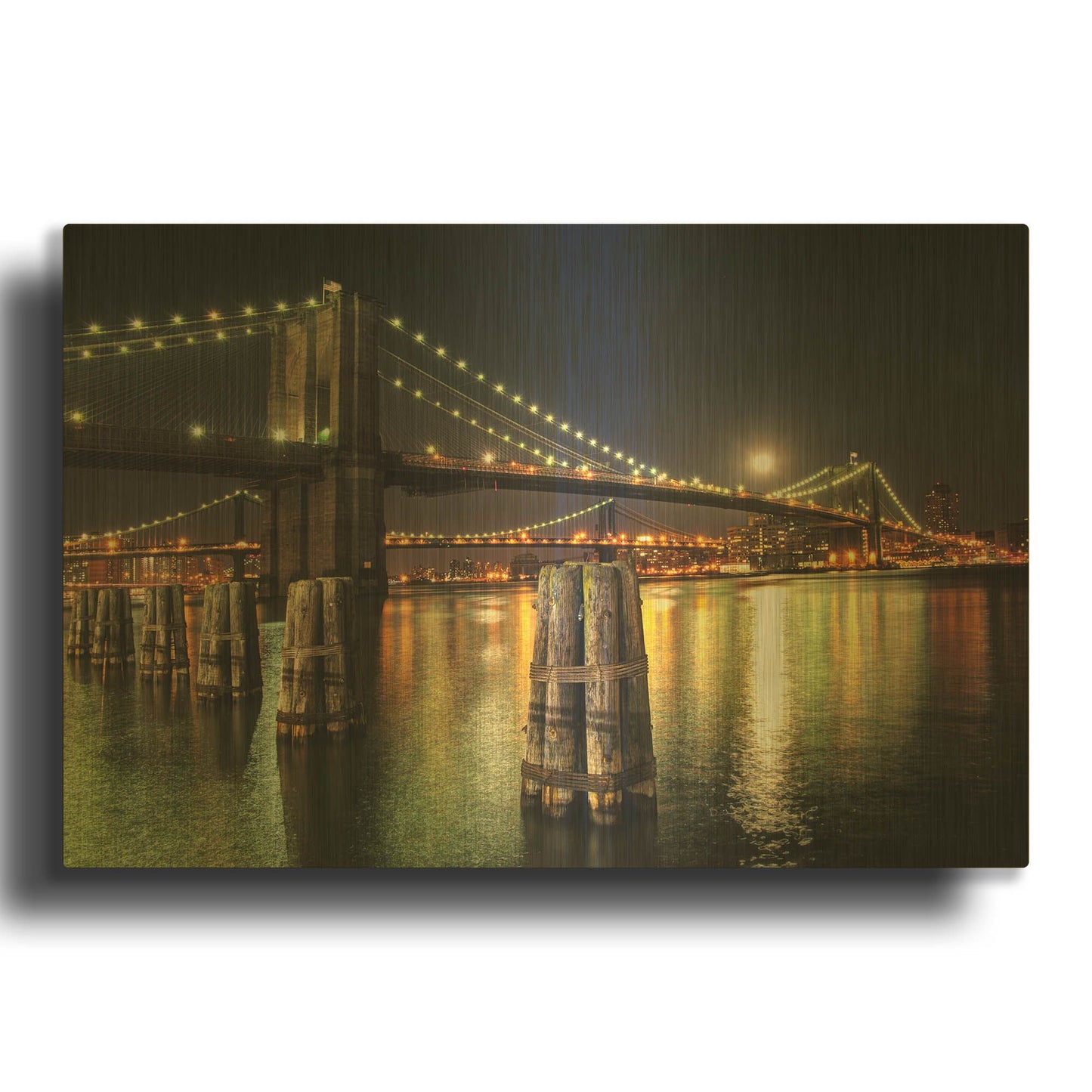 'Moon Over Brooklyn' By Natalie Mikaels Gold Metal Wall Art