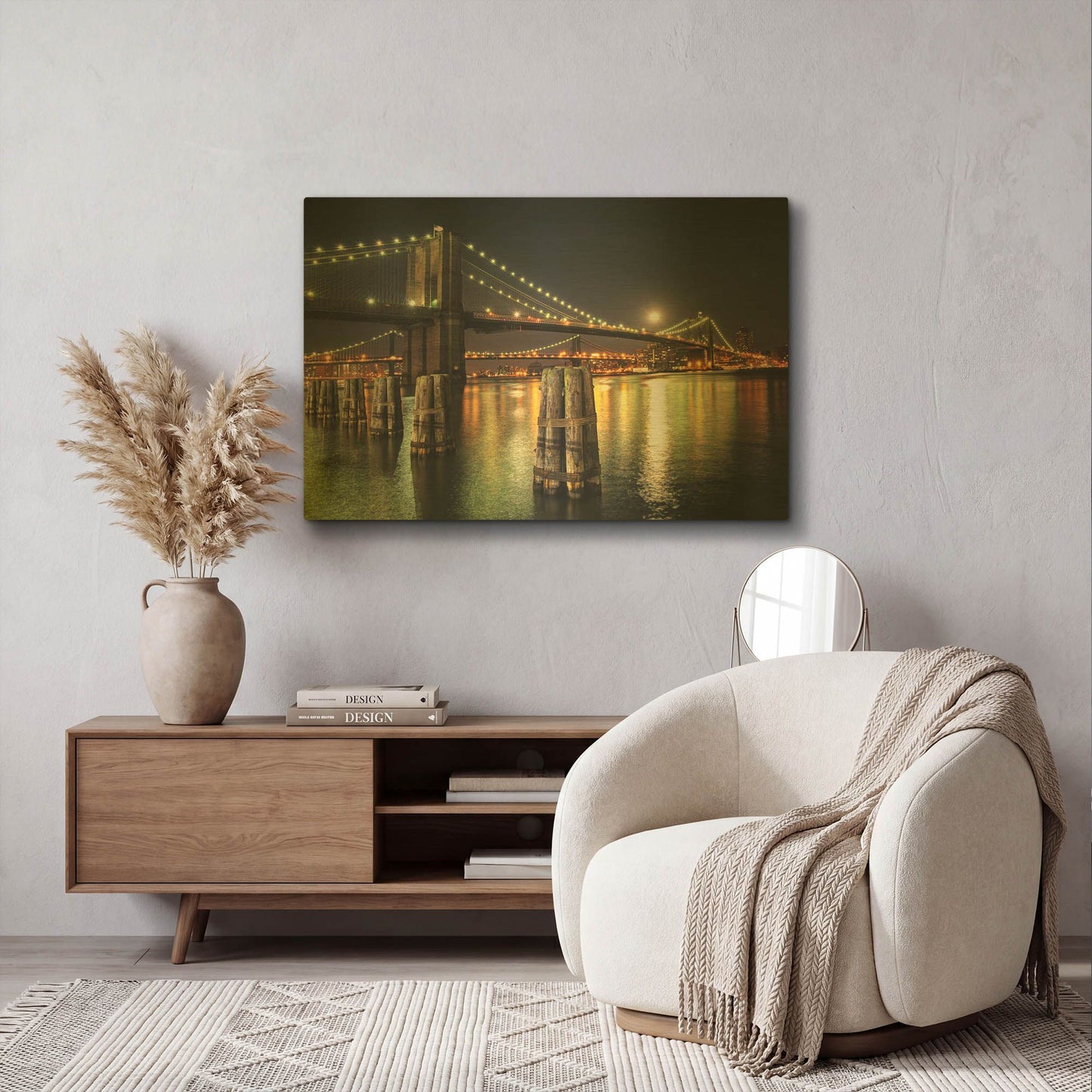 'Moon Over Brooklyn' By Natalie Mikaels Gold Metal Wall Art