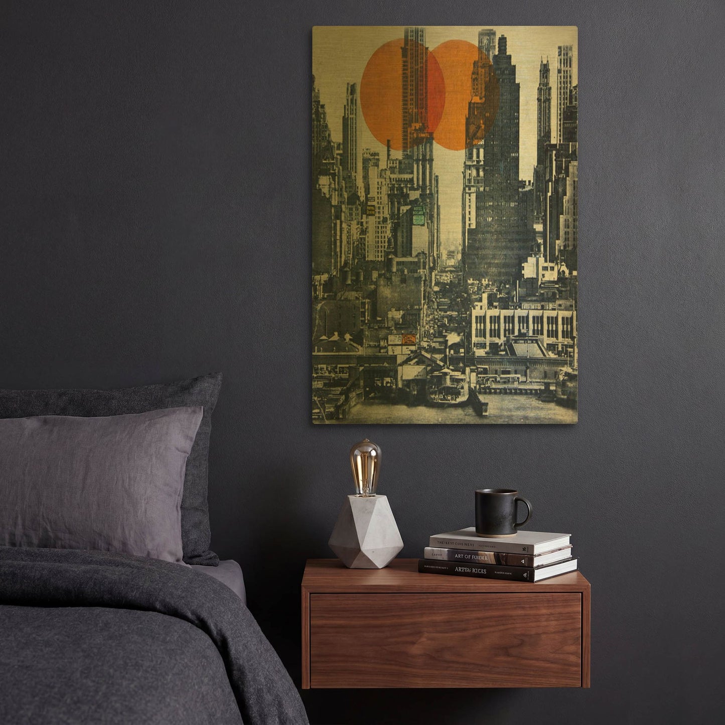 'New York Skyline 1948 Cityscape&Urban' By DB Waterman Gold Metal Wall Art