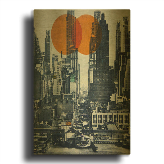 'New York Skyline 1948 Cityscape&Urban' By DB Waterman Gold Metal Wall Art