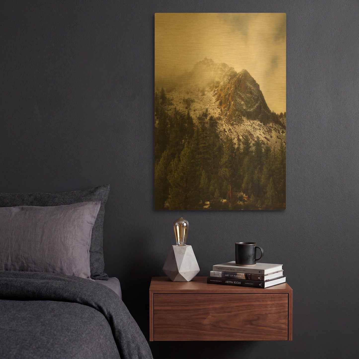 'Majestic Peak' By Natalie Mikaels Gold Metal Wall Art