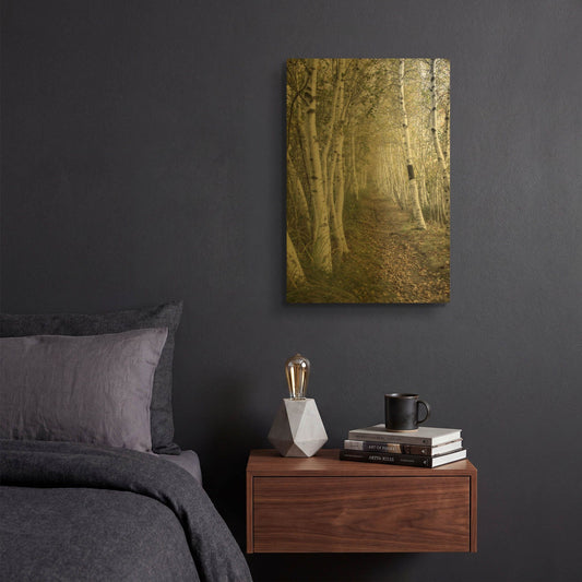 'Birch Trail' By Natalie Mikaels Gold Metal Wall Art