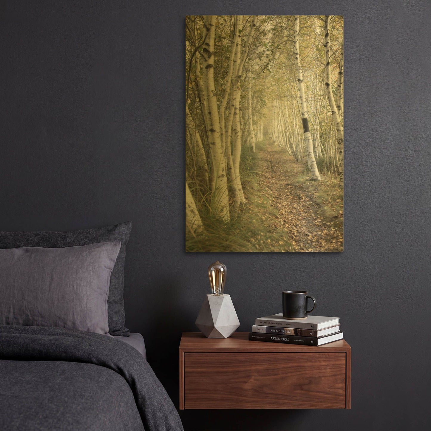 'Birch Trail' By Natalie Mikaels Gold Metal Wall Art