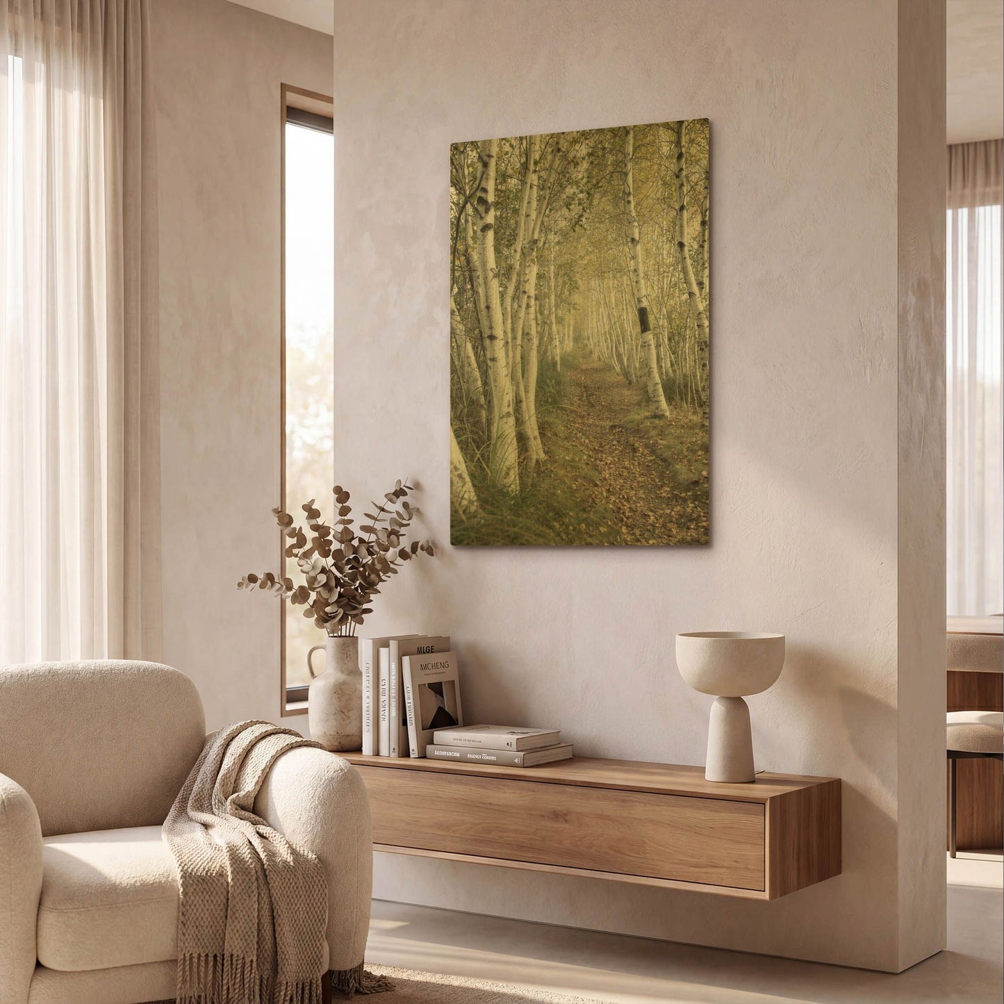 'Birch Trail' By Natalie Mikaels Gold Metal Wall Art