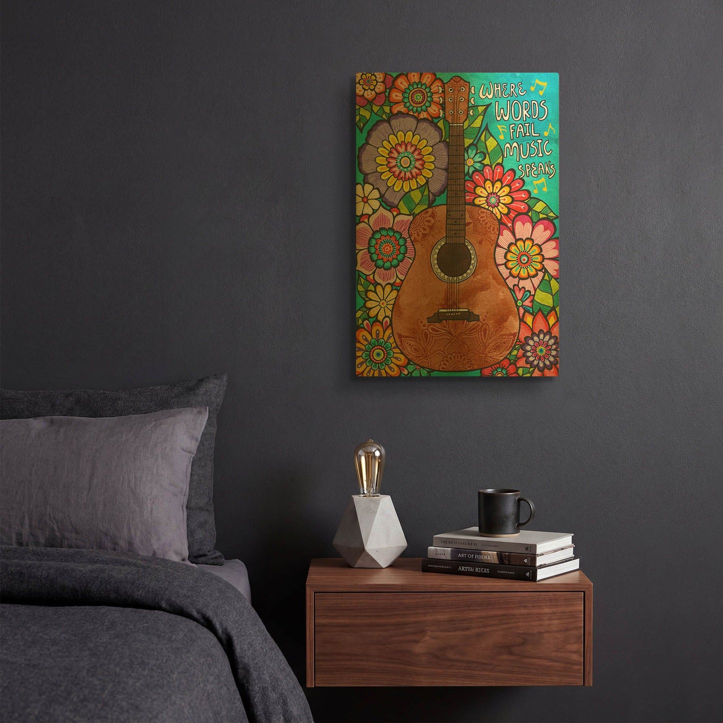 'Music Speaks' By Hello Angel Gold Metal Wall Art