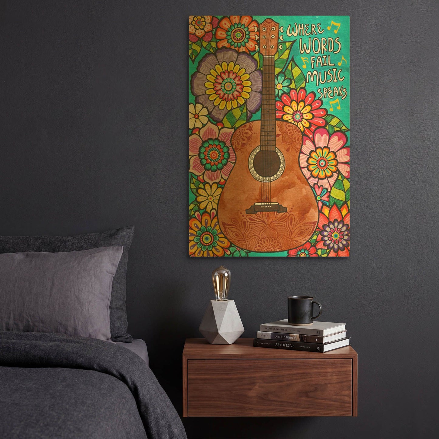 'Music Speaks' By Hello Angel Gold Metal Wall Art
