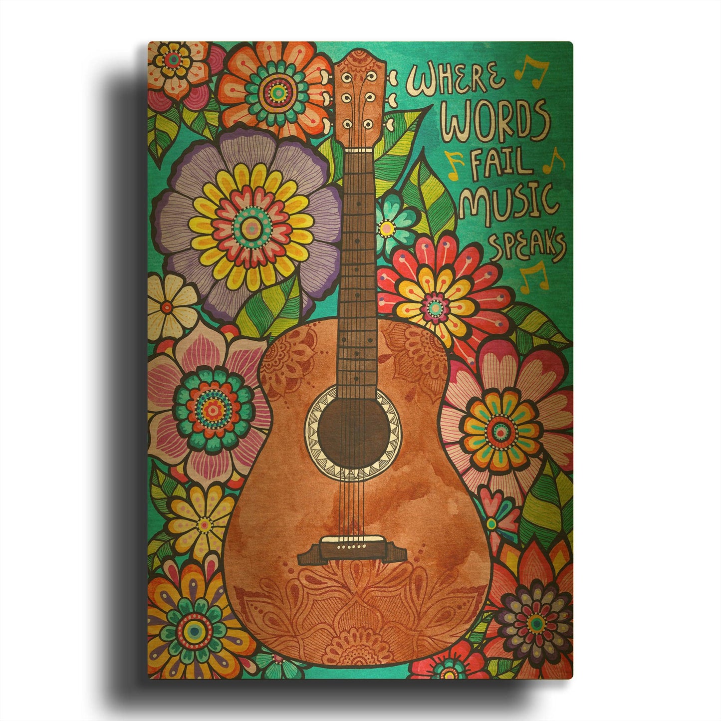'Music Speaks' By Hello Angel Gold Metal Wall Art