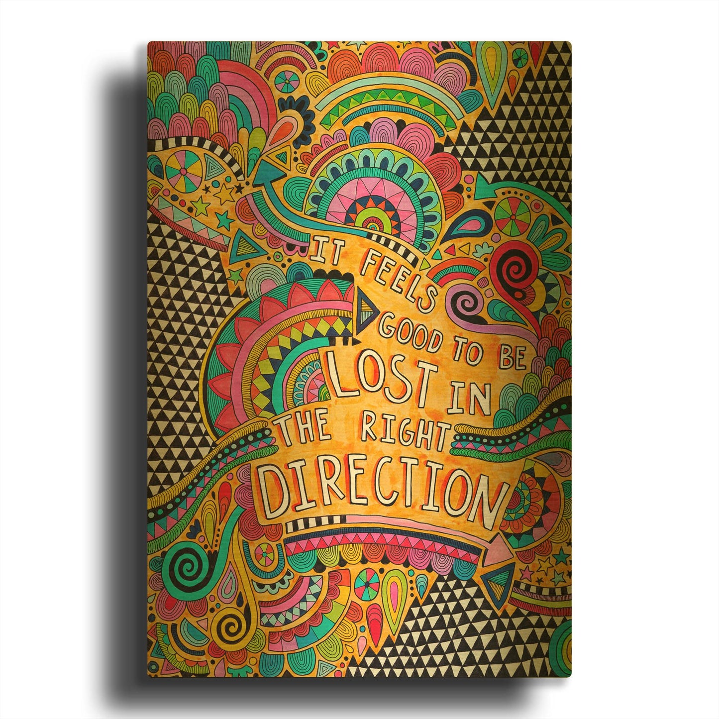 'Lost in the Right Direction' By Hello Angel Gold Metal Wall Art