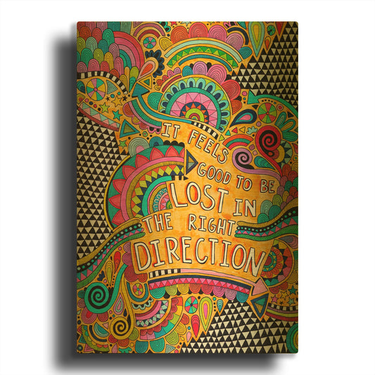 'Lost in the Right Direction' By Hello Angel Gold Metal Wall Art