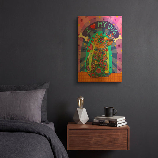 'I Love my Dog' By Hello Angel Gold Metal Wall Art
