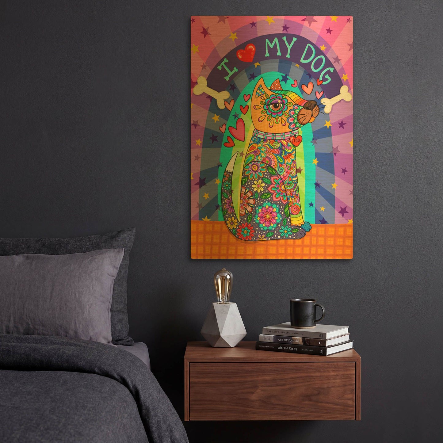 'I Love my Dog' By Hello Angel Gold Metal Wall Art