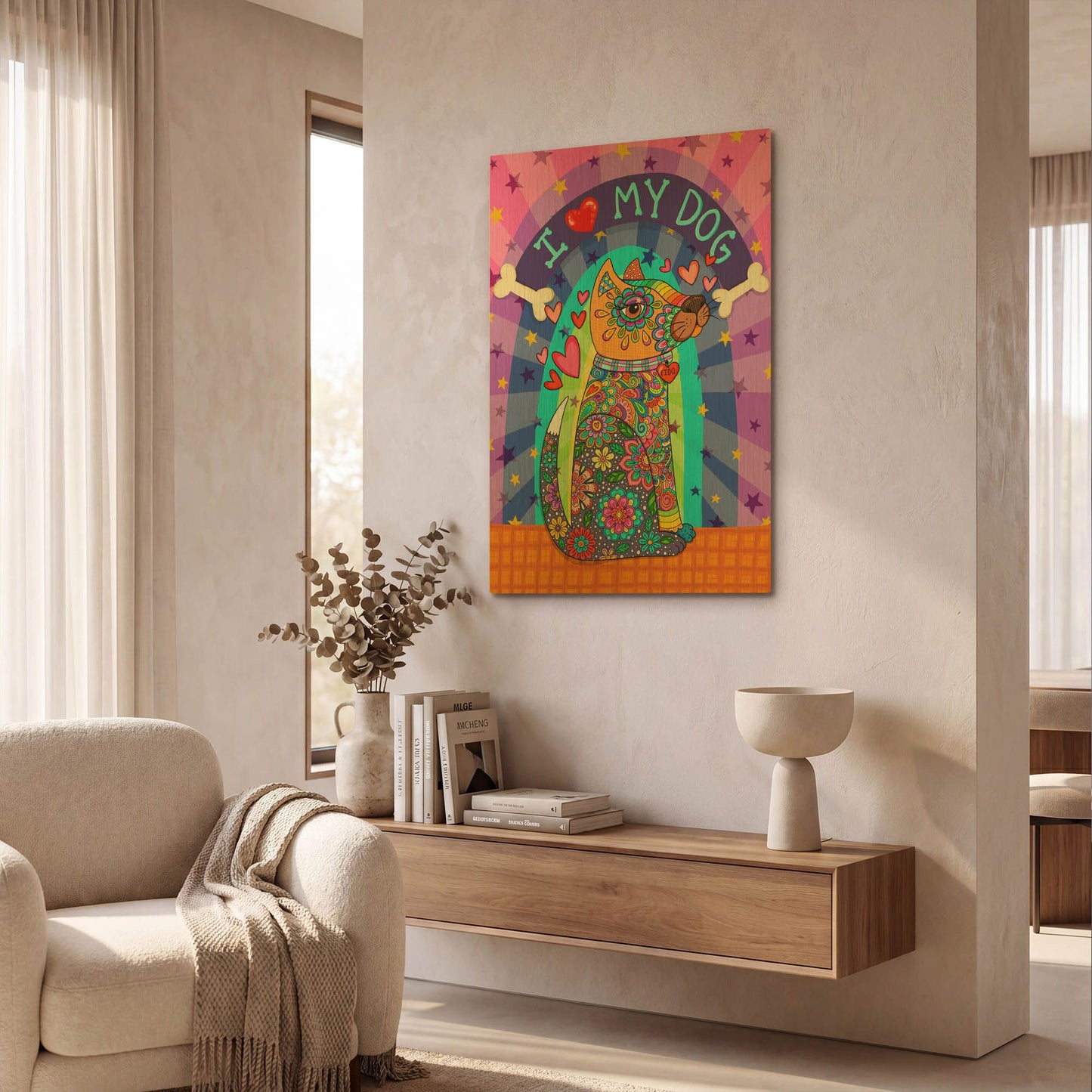 'I Love my Dog' By Hello Angel Gold Metal Wall Art