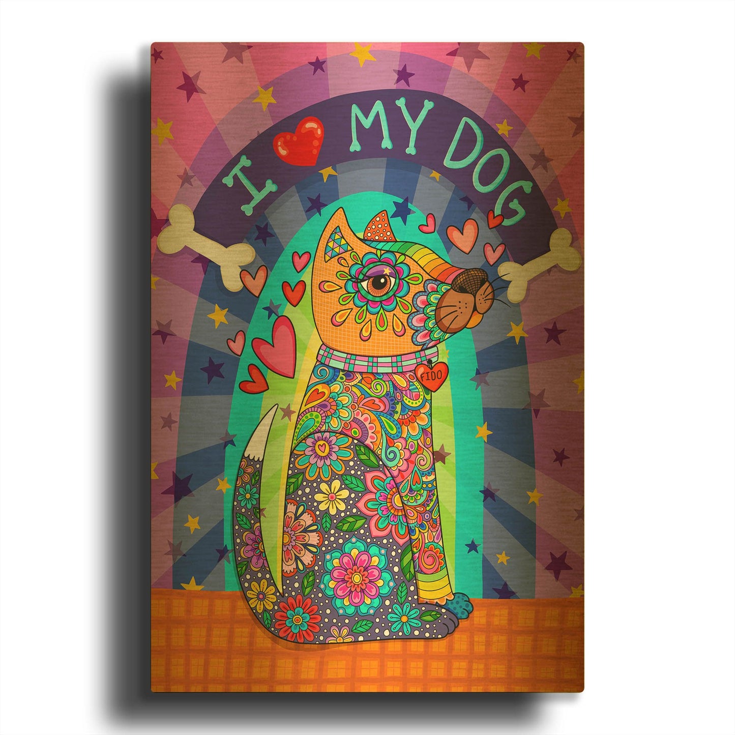 'I Love my Dog' By Hello Angel Gold Metal Wall Art