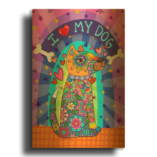 'I Love my Dog' By Hello Angel Gold Metal Wall Art