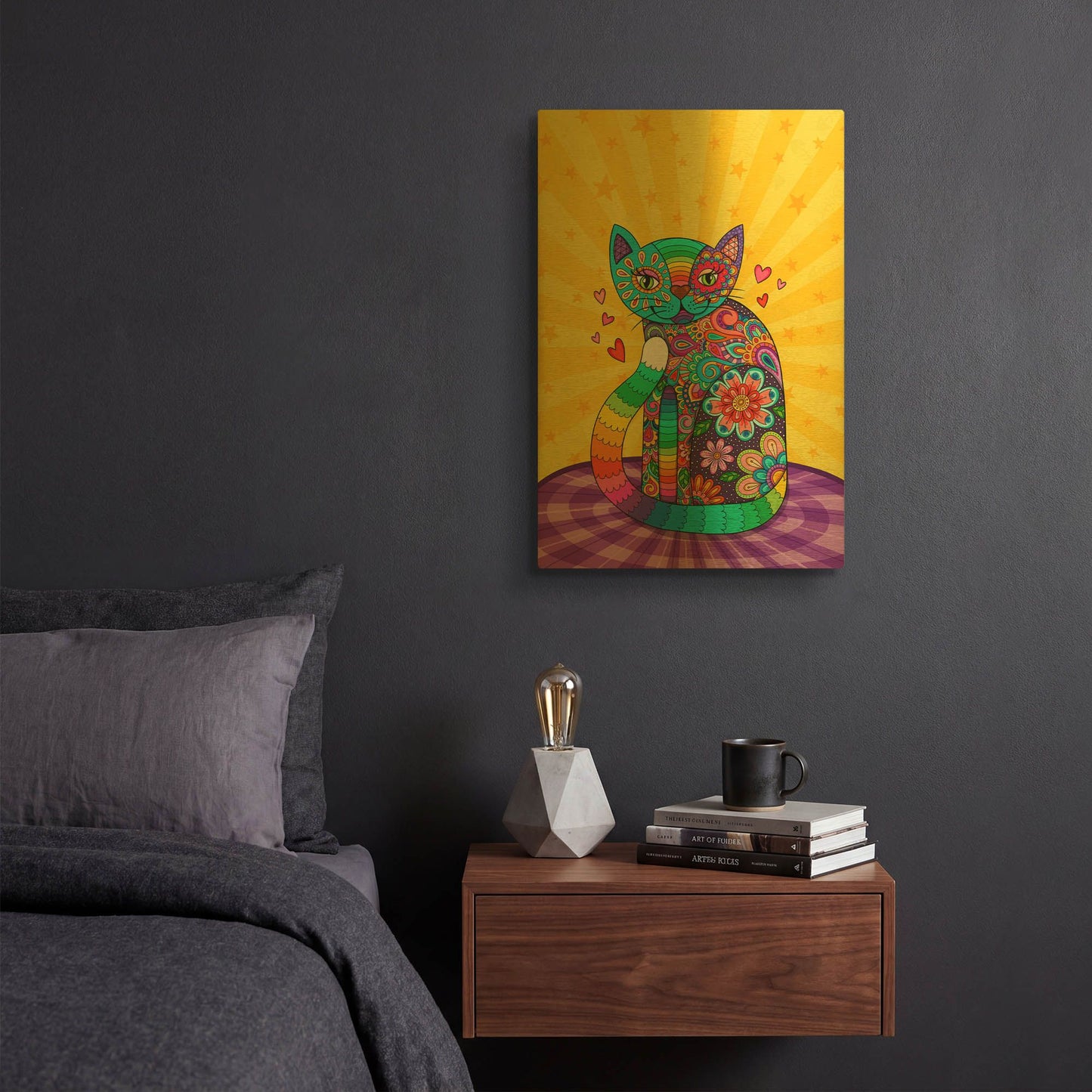 'Cats Meow' By Hello Angel Gold Metal Wall Art