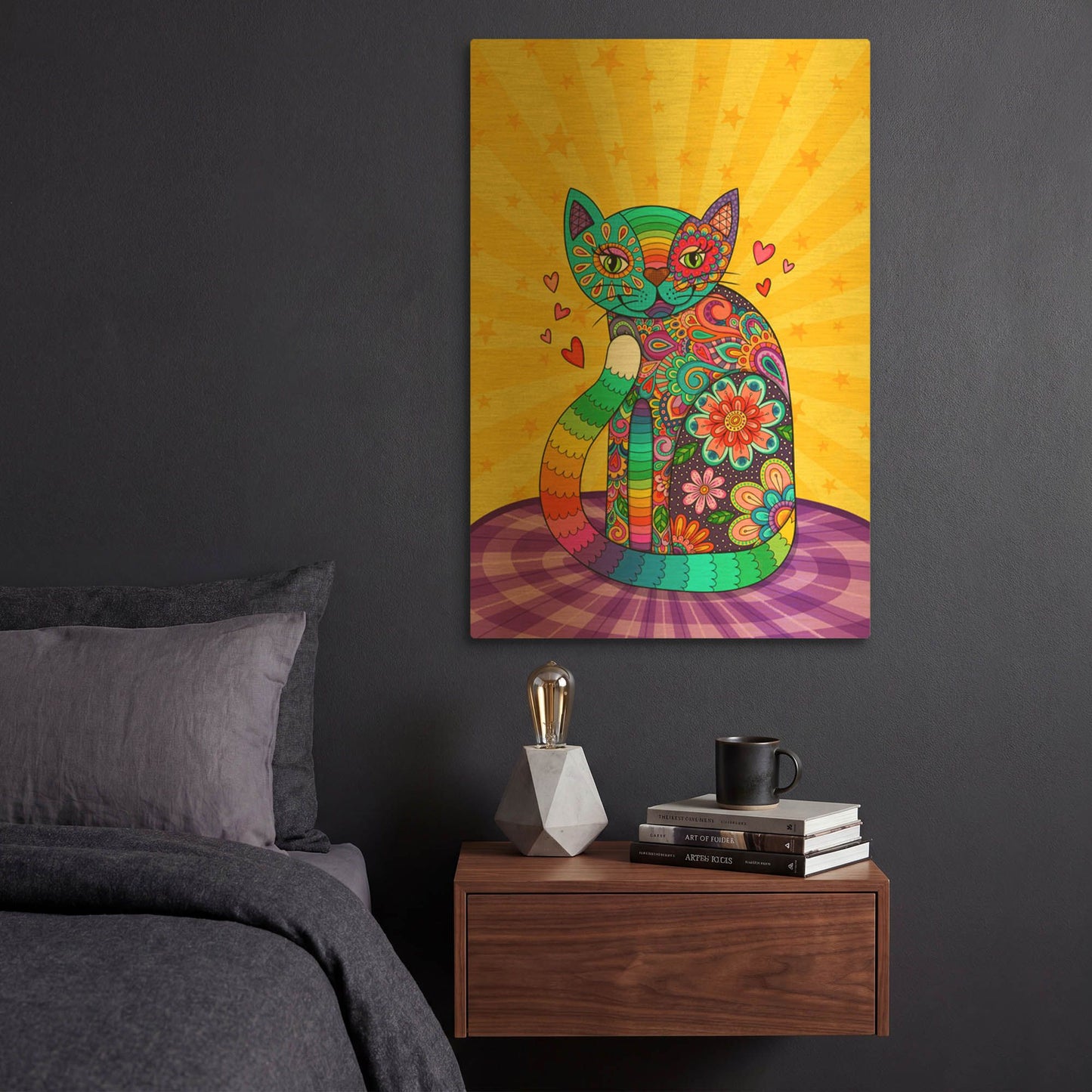 'Cats Meow' By Hello Angel Gold Metal Wall Art