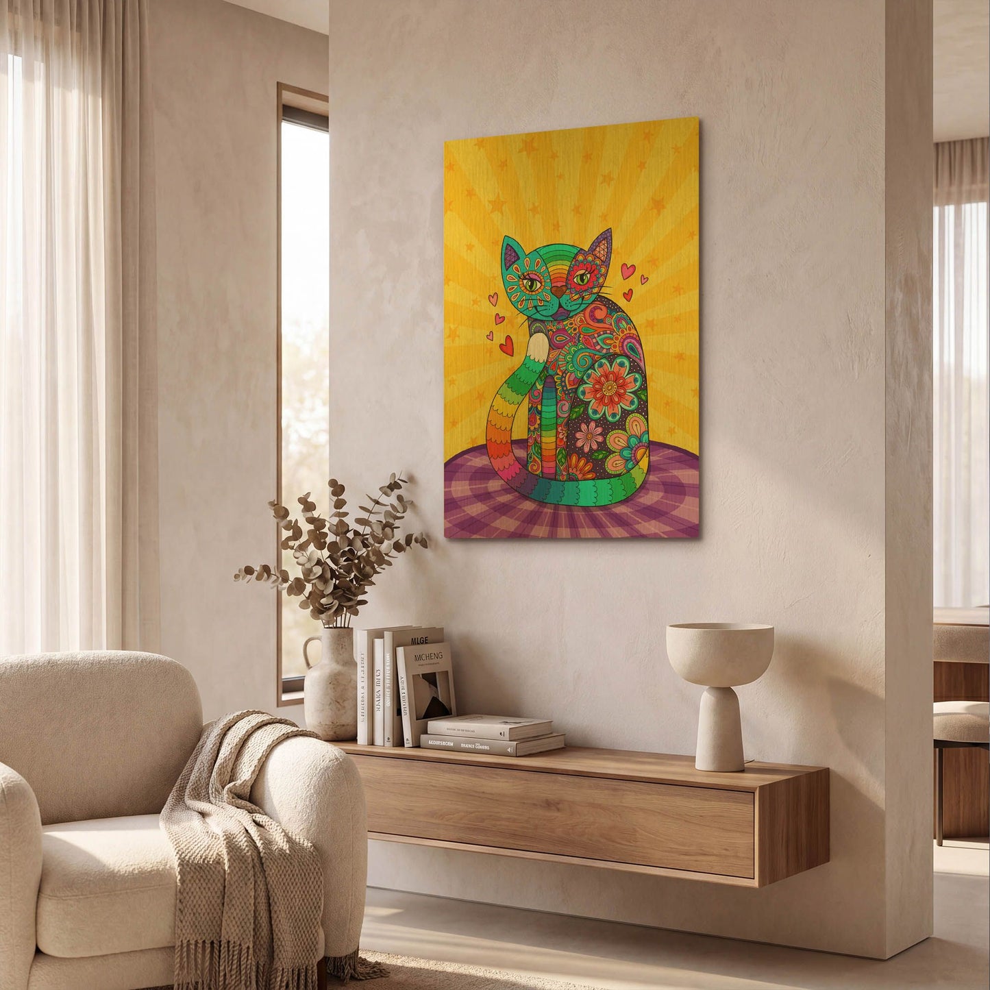 'Cats Meow' By Hello Angel Gold Metal Wall Art