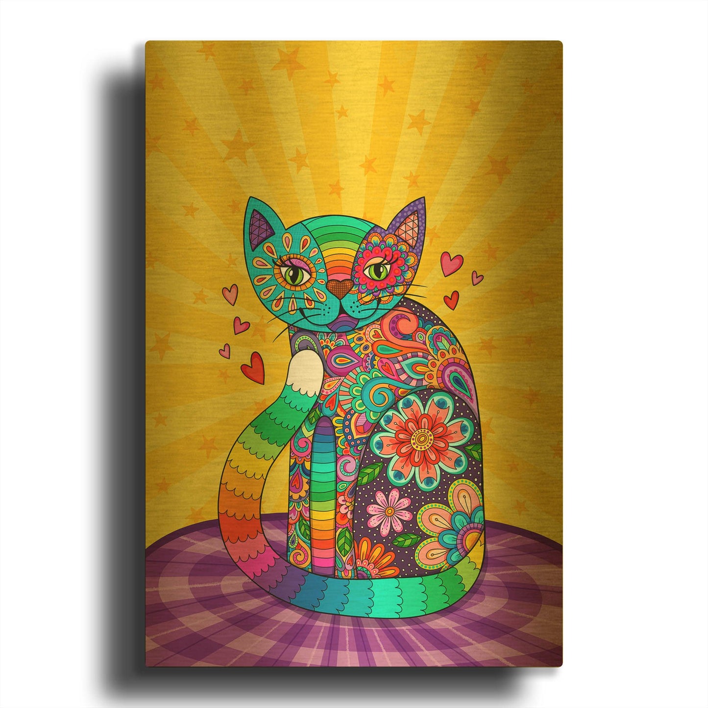 'Cats Meow' By Hello Angel Gold Metal Wall Art