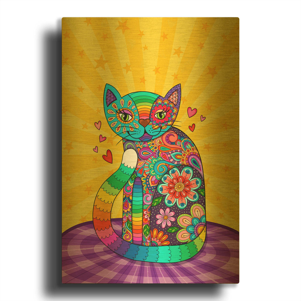 'Cats Meow' By Hello Angel Gold Metal Wall Art