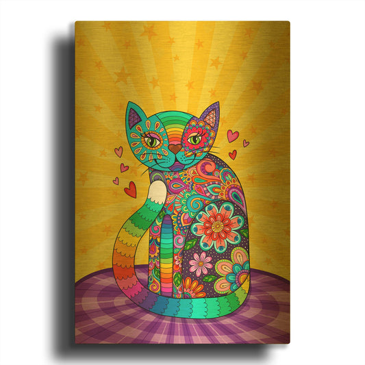 'Cats Meow' By Hello Angel Gold Metal Wall Art