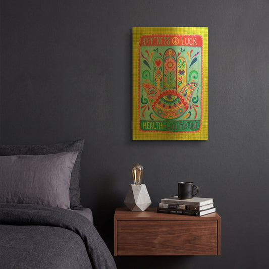 'Hamsa of Happiness' By Hello Angel Gold Metal Wall Art