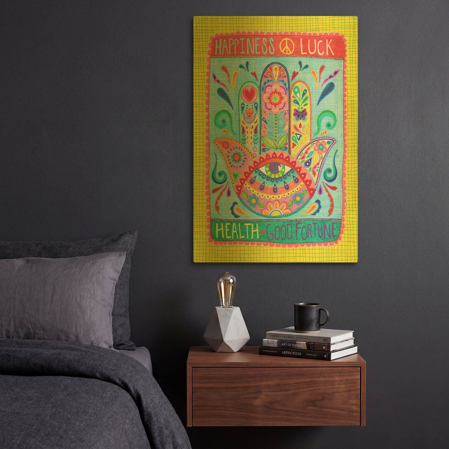 'Hamsa of Happiness' By Hello Angel Gold Metal Wall Art