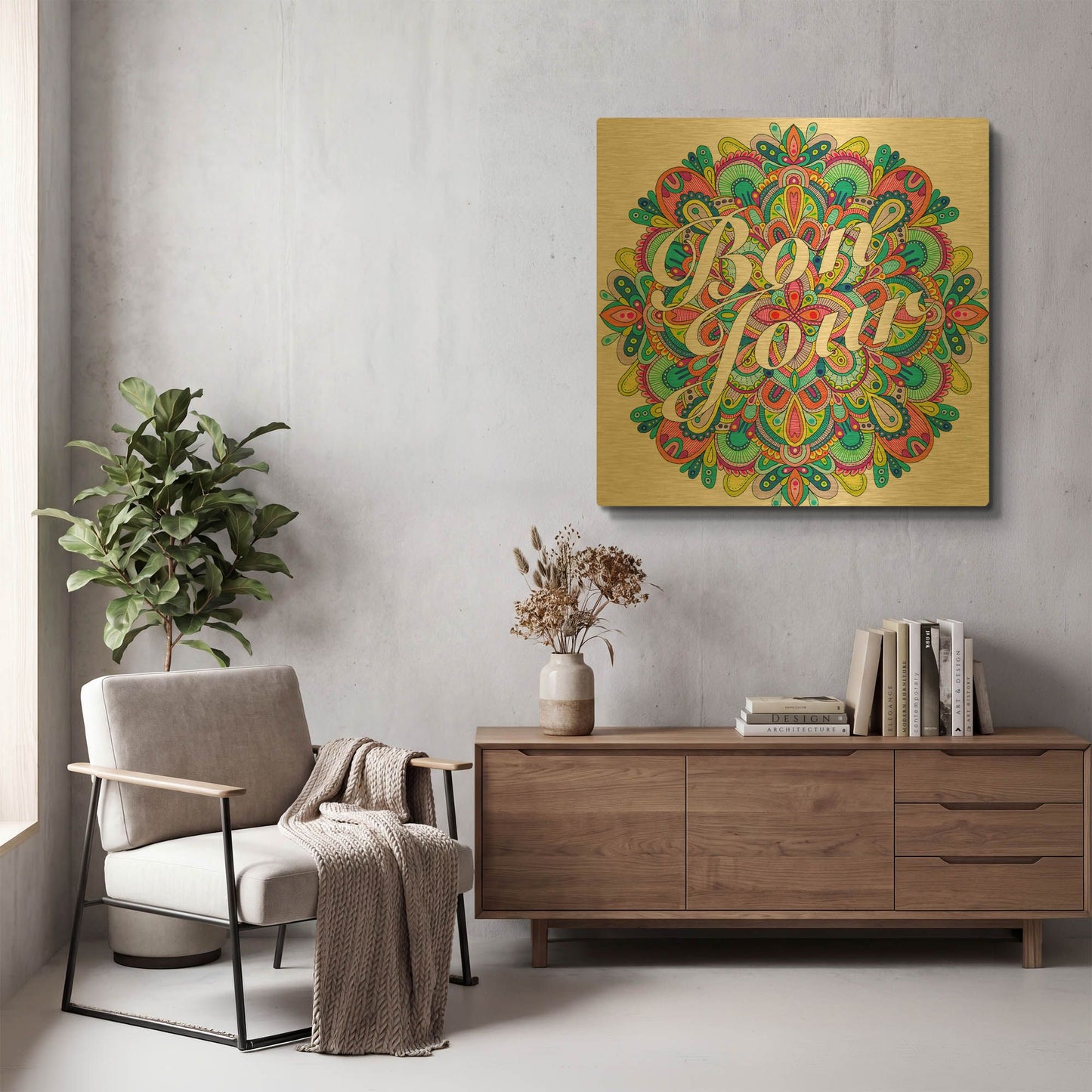 'Letters & Words 21' By Hello Angel Gold Metal Wall Art