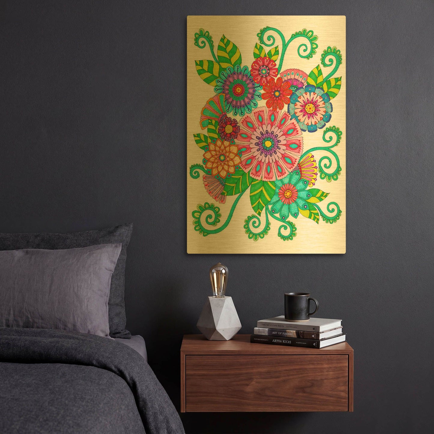 'Big Beautiful Blossoms 16' By Hello Angel Gold Metal Wall Art