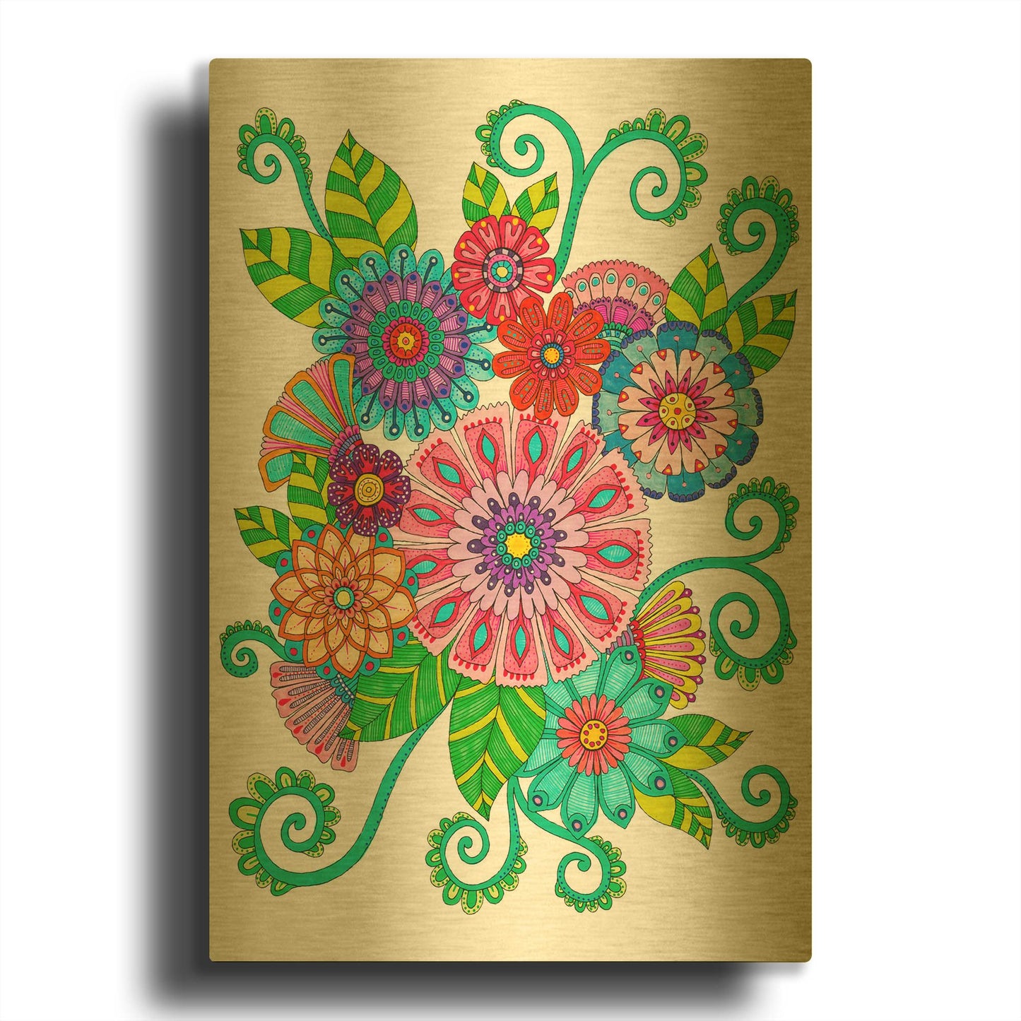 'Big Beautiful Blossoms 16' By Hello Angel Gold Metal Wall Art