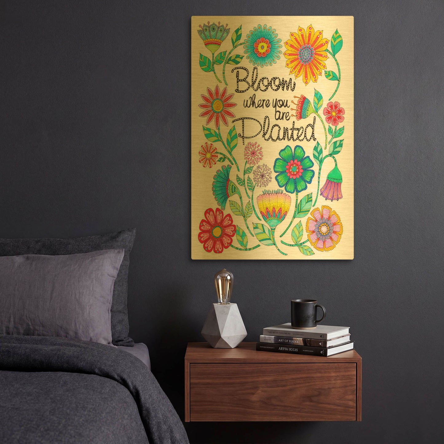 'Big Beautiful Blossoms 9' By Hello Angel Gold Metal Wall Art