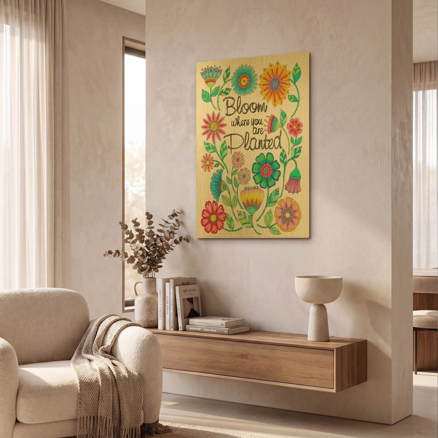 'Big Beautiful Blossoms 9' By Hello Angel Gold Metal Wall Art