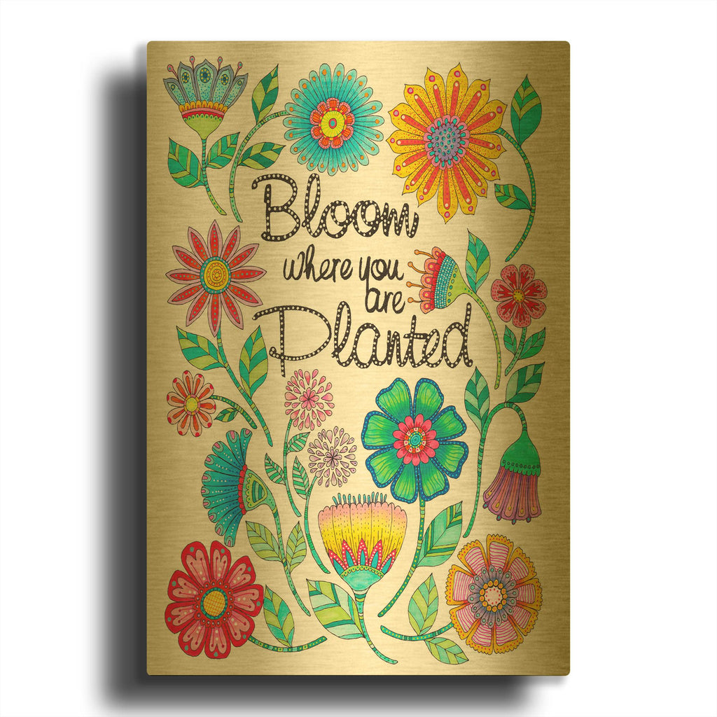 'Big Beautiful Blossoms 9' By Hello Angel Gold Metal Wall Art