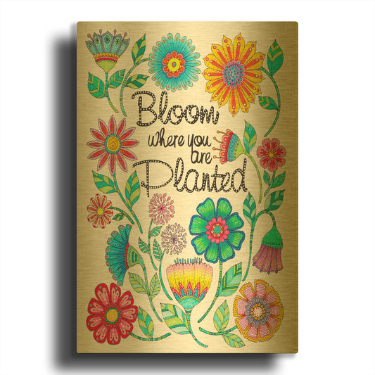 'Big Beautiful Blossoms 9' By Hello Angel Gold Metal Wall Art