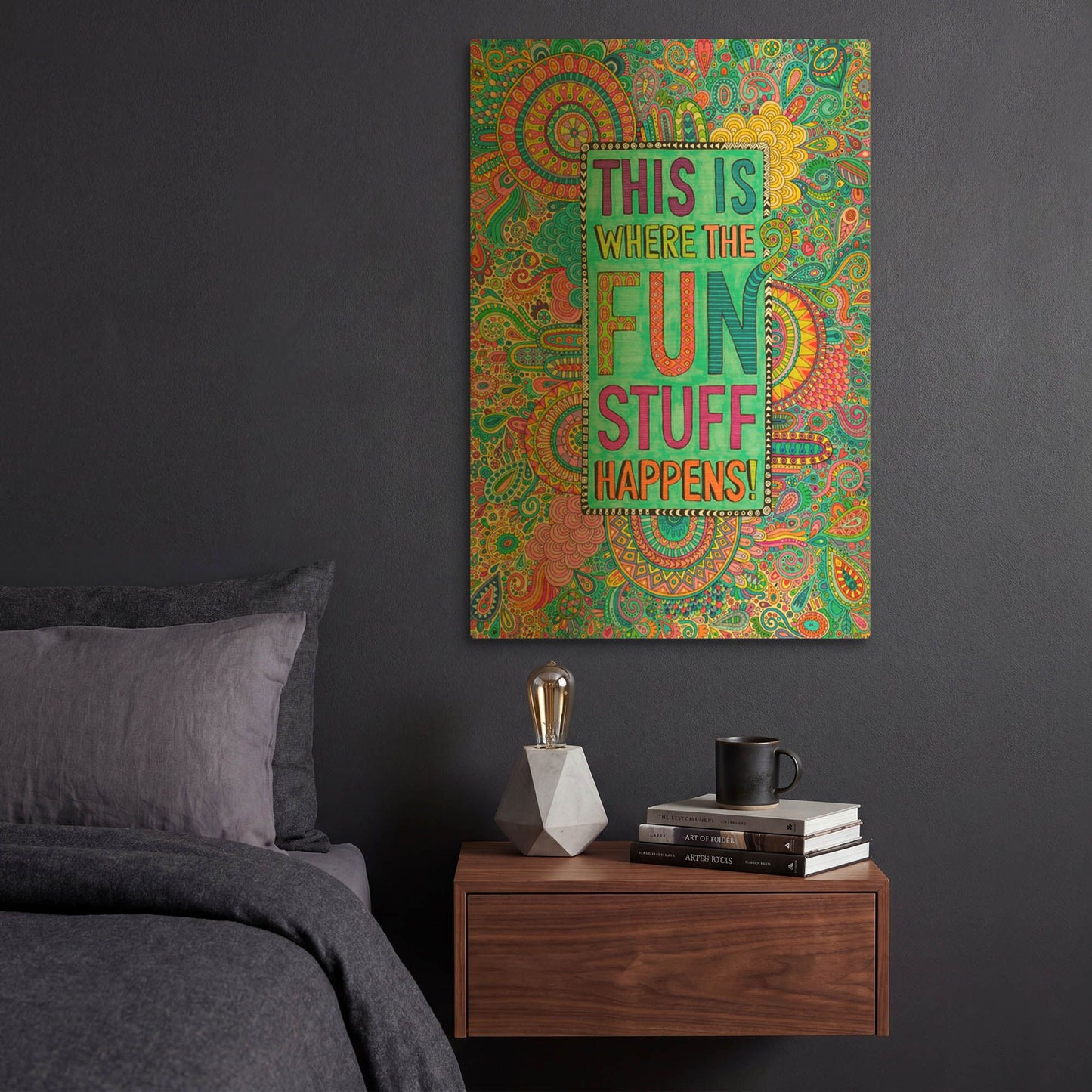 'This is Where the Fun Stuff Happens' By Hello Angel Gold Metal Wall Art