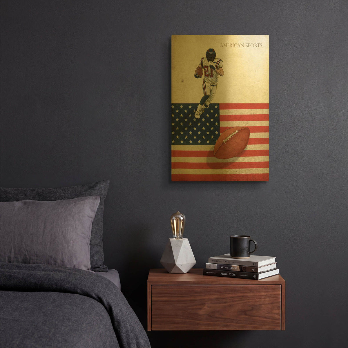 'American Sports Football 1' By GraphINC Gold Metal Wall Art