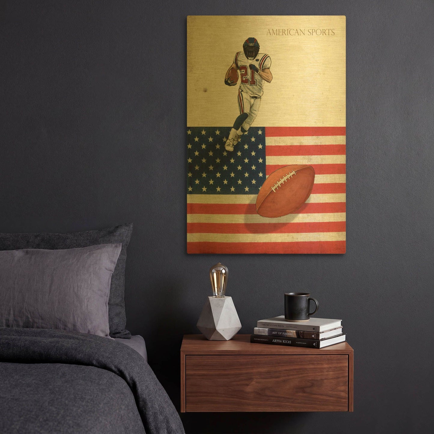 'American Sports Football 1' By GraphINC Gold Metal Wall Art